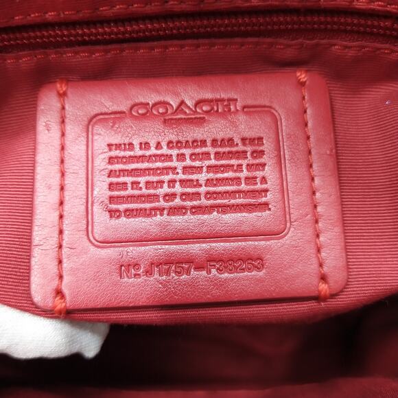Coach Mini Charlie Red Pebbled Leather Front Pocket Zipper Closure Backpack - Picture 12 of 16